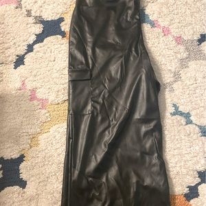 PLT Women's Black Faux Leather Cargo Pants